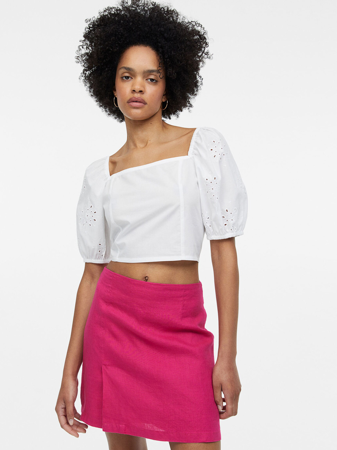 

H&M Pure Linen Skirt, Pink