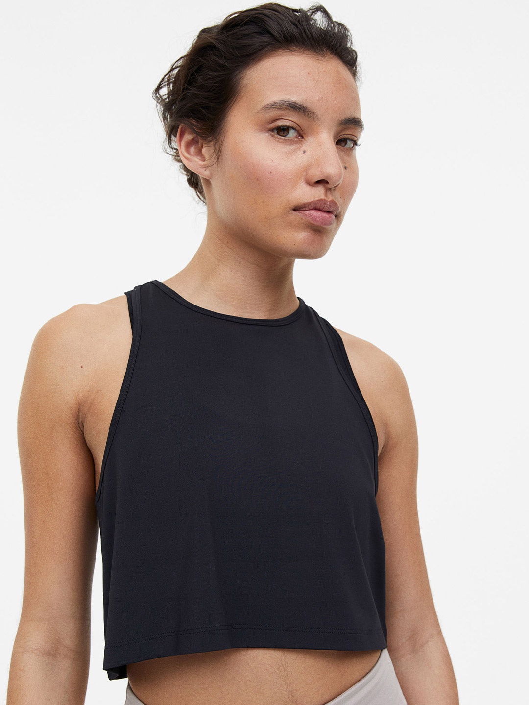 

H&M 2-Pack DryMove Cropped Sports Vest Tops, Black