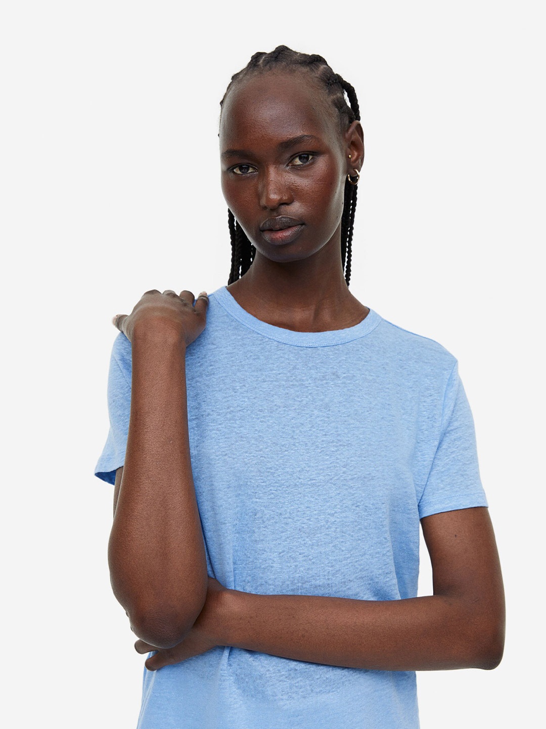 

H&M Pure Linen Top, Blue