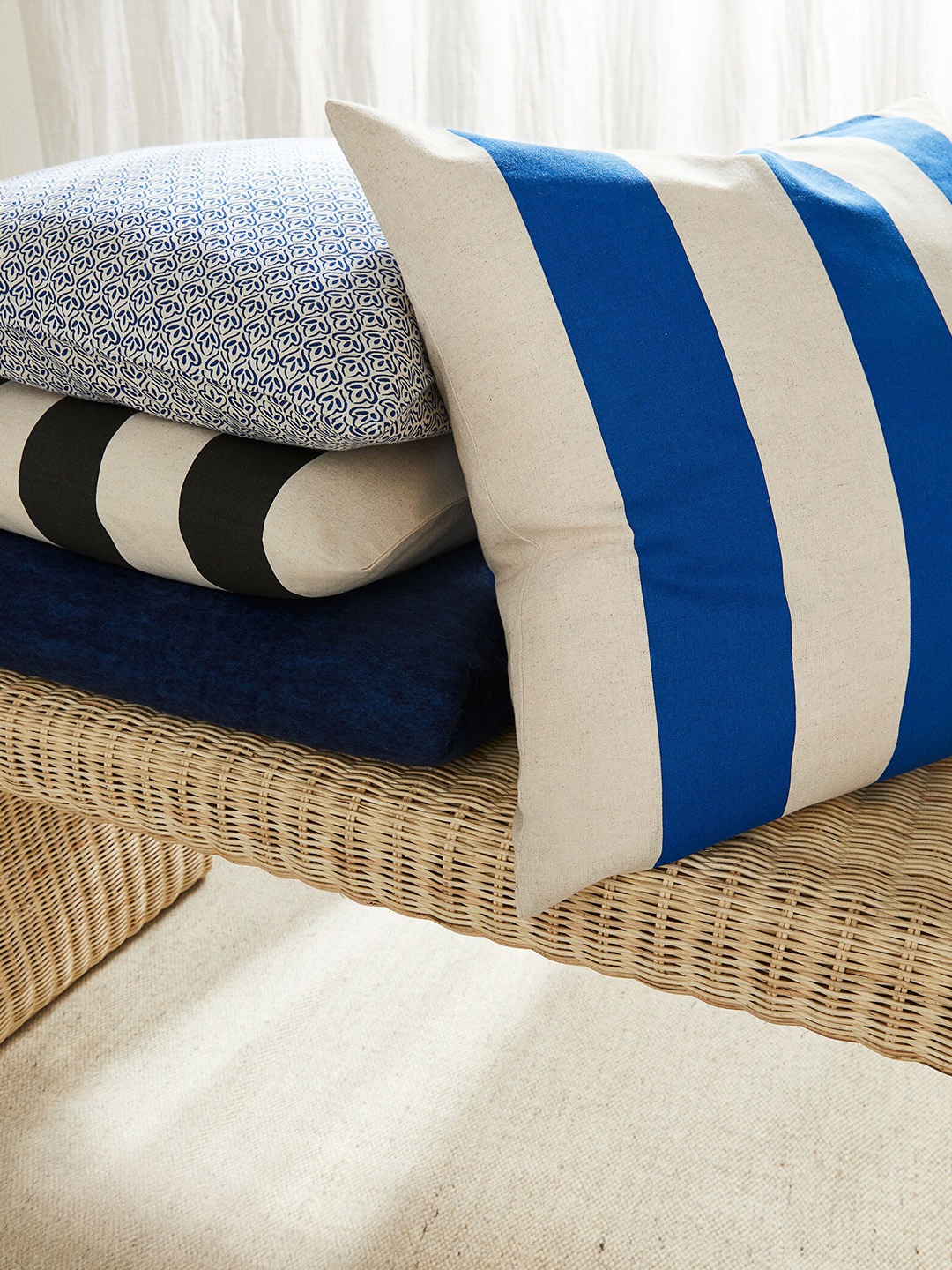

H&M Blue & White Striped Linen-Blend Cushion Cover