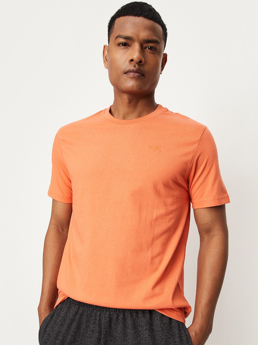 

max Round Neck Cotton Lounge T-Shirt, Orange