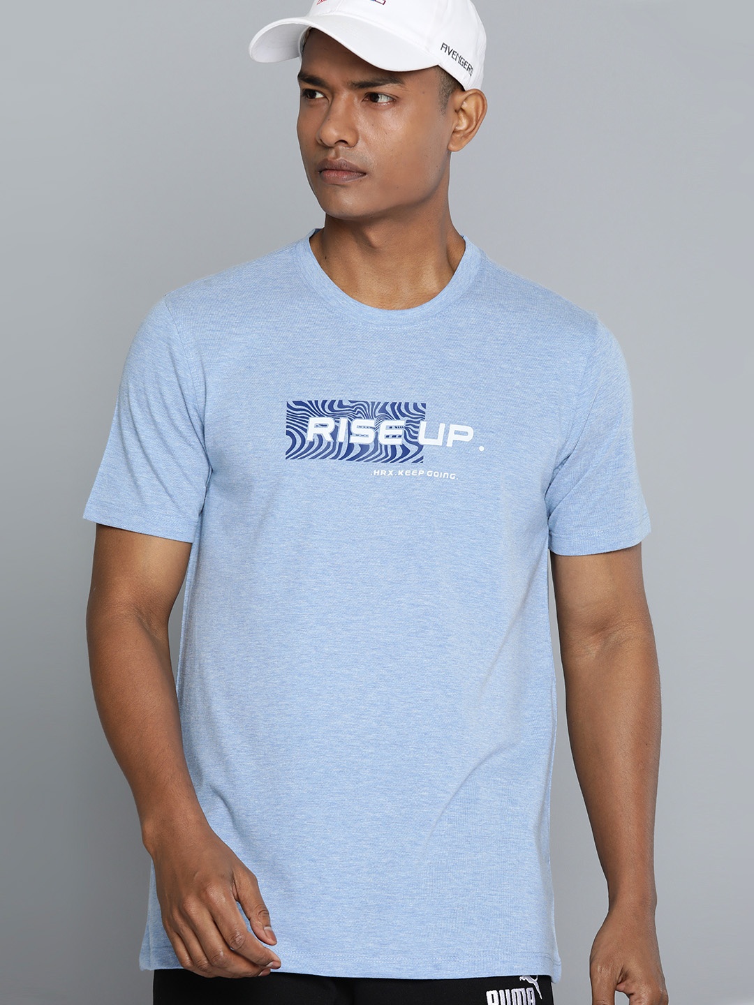 

HRX by Hrithik Roshan Lifestyle Typography Printed Biowash T-shirt, Blue