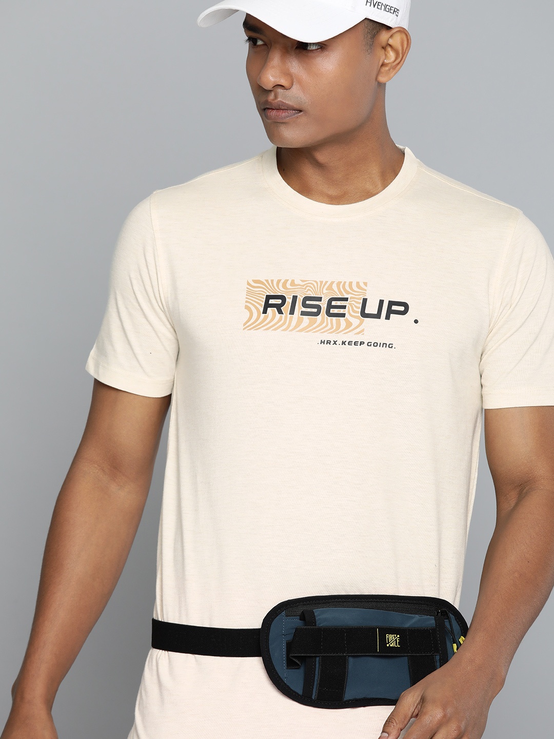 

HRX by Hrithik Roshan Lifestyle Typography Printed Biowash T-shirt, Beige