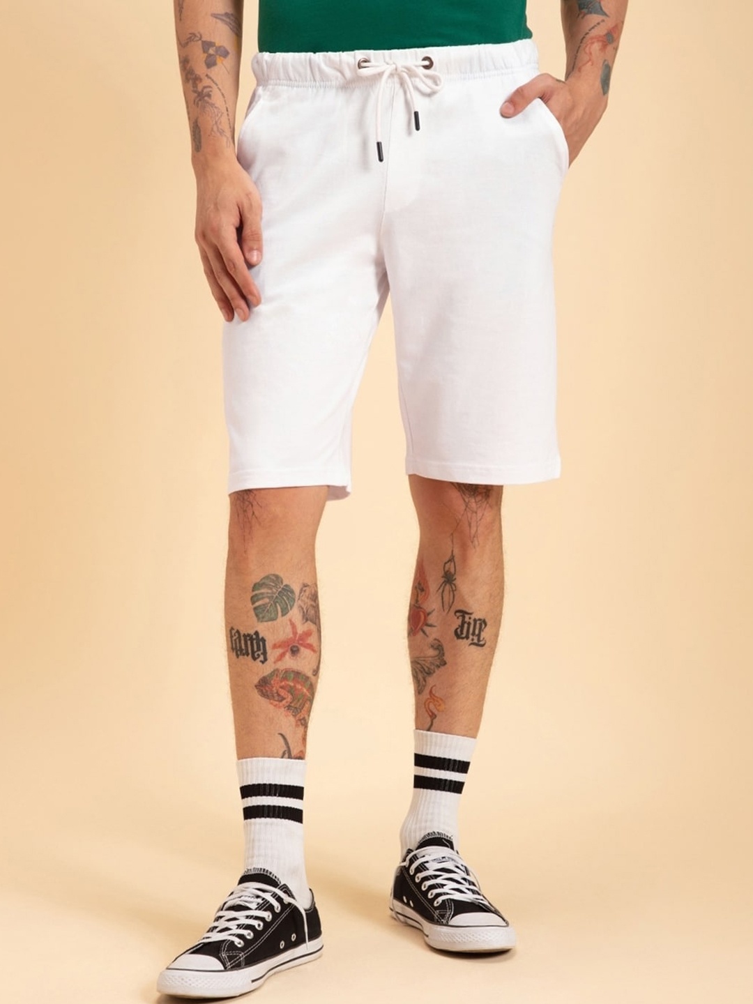 

Bewakoof Air 1.0 Men Mid-Rise Pure Cotton Shorts, White