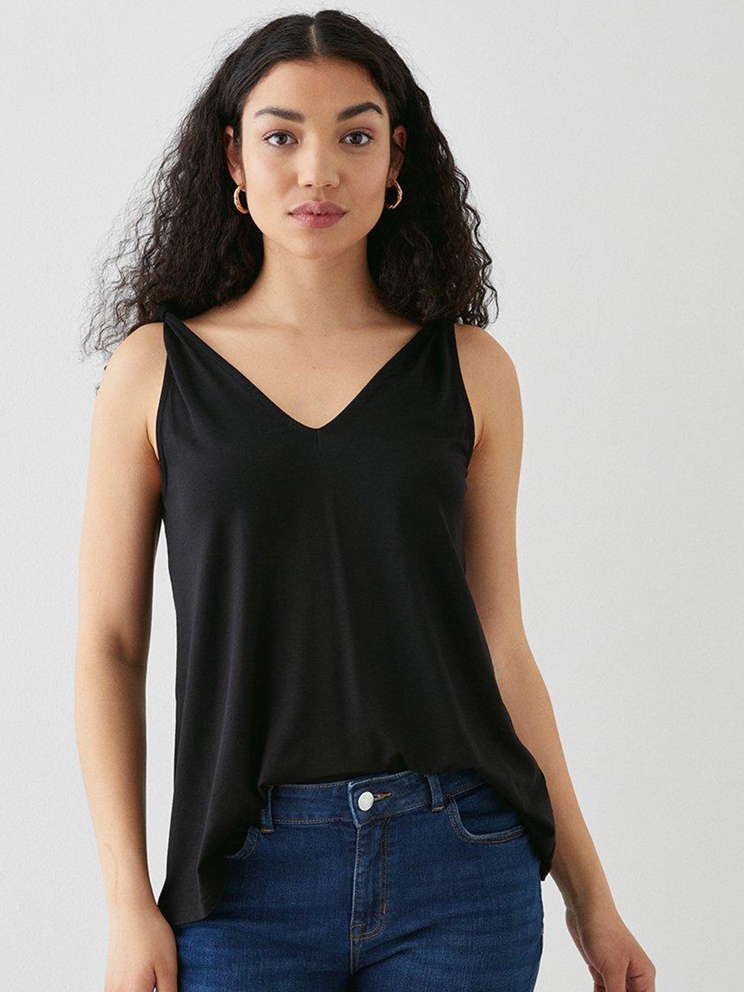 

DOROTHY PERKINS Knot Shoulder A-Line Top, Black