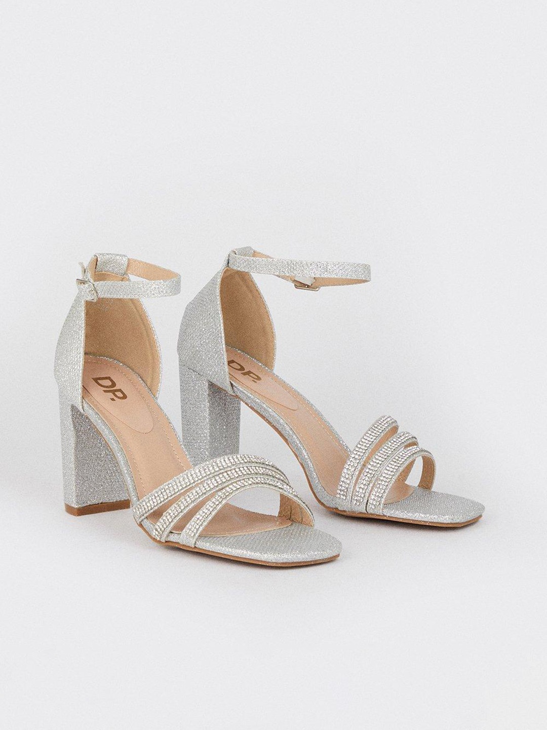 

DOROTHY PERKINS Embellished Party Block Heels, Silver