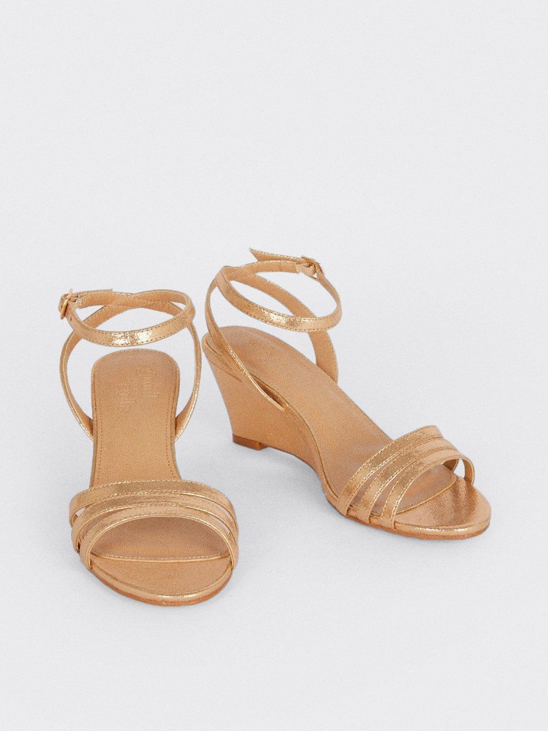 

DOROTHY PERKINS Gold-Toned Party Wedge Sandals