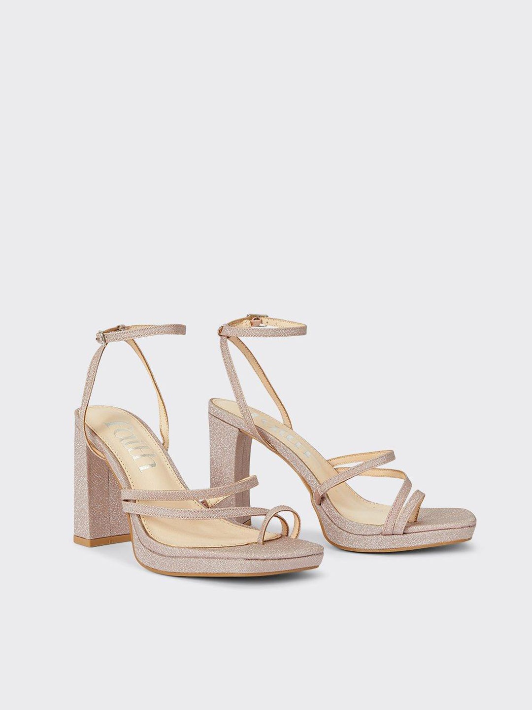 

DOROTHY PERKINS Shimmer Detail Mid-Top Party Block Heels, Mauve