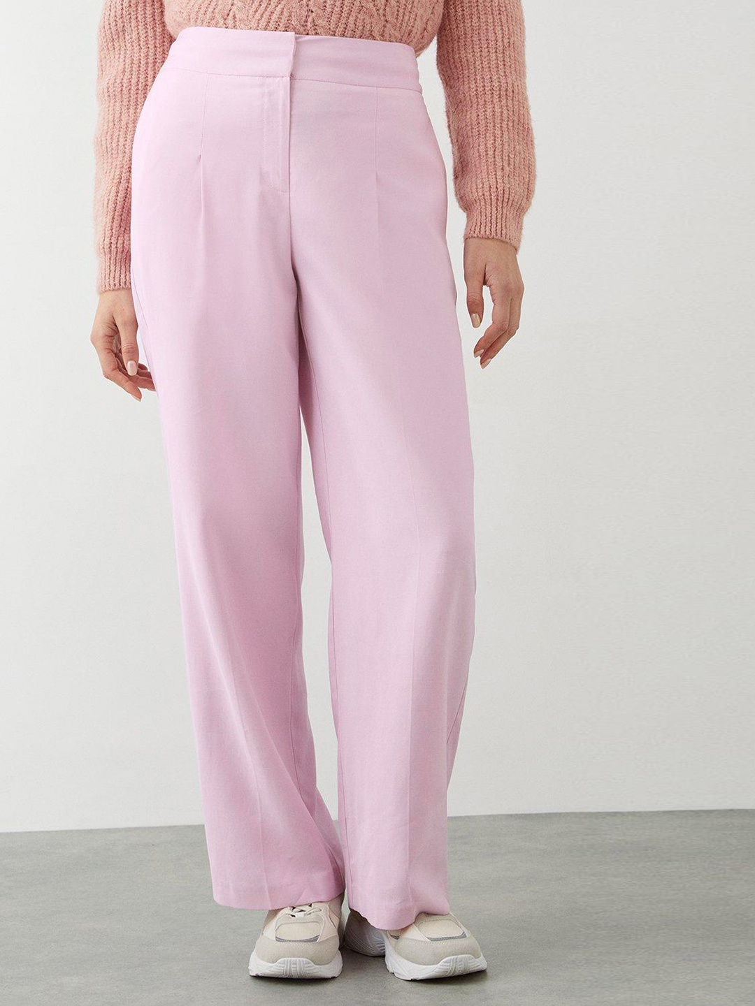 

DOROTHY PERKINS Women Wide Leg Pleated Trousers, Pink