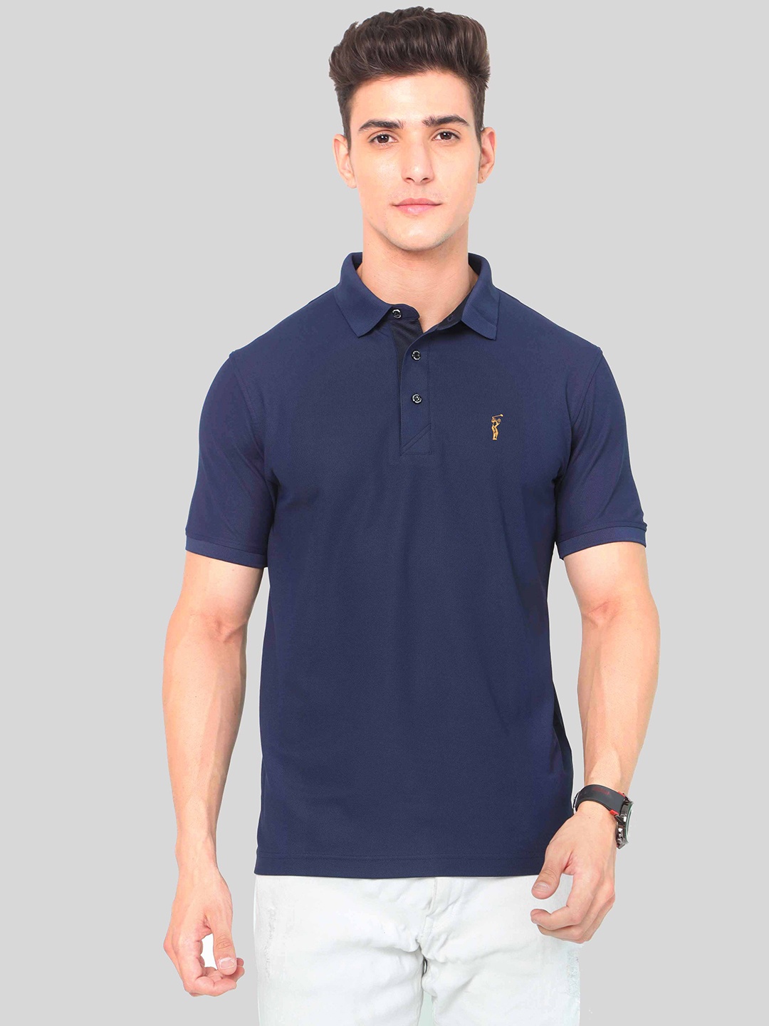 

STELLERS Polo Collar Dry Fit T-shirt, Navy blue