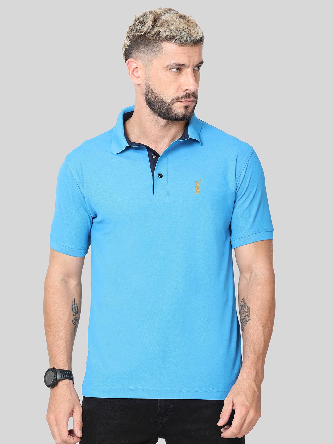 

STELLERS Polo Collar Dry Fit T-shirt, Blue