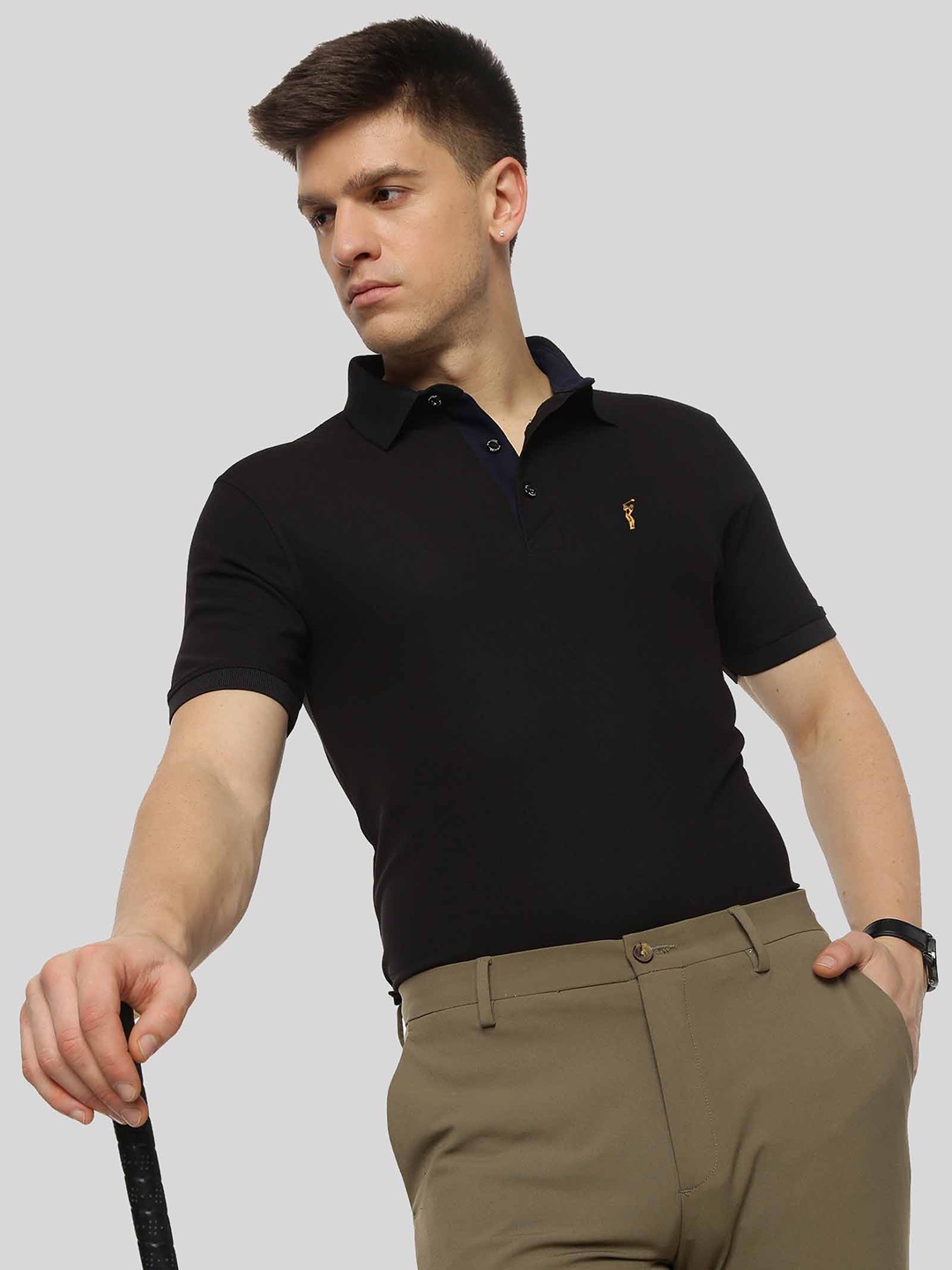 

STELLERS Polo Collar Dry Fit T-shirt, Black