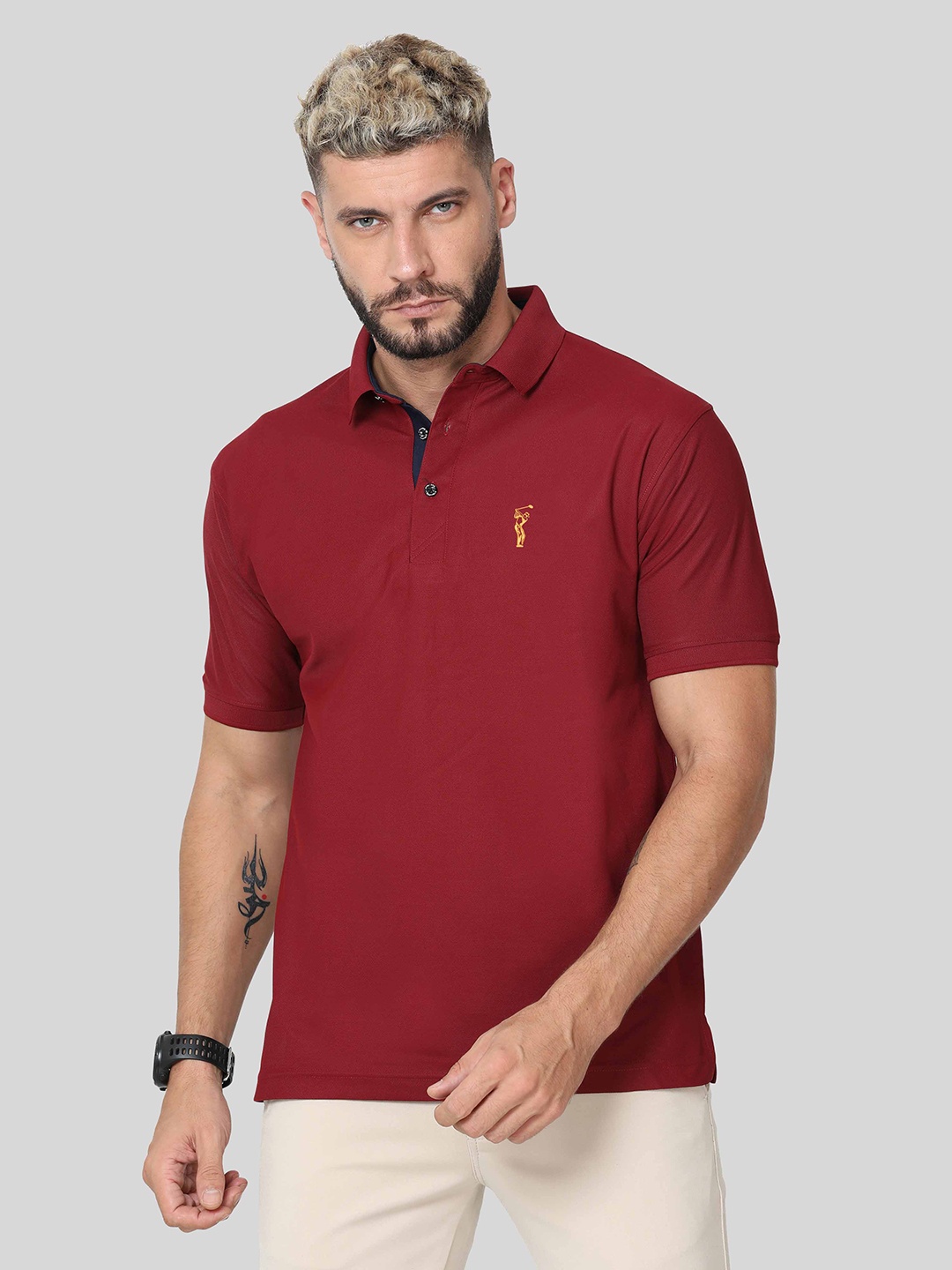 

STELLERS Polo Collar Dry Fit T-shirt, Maroon