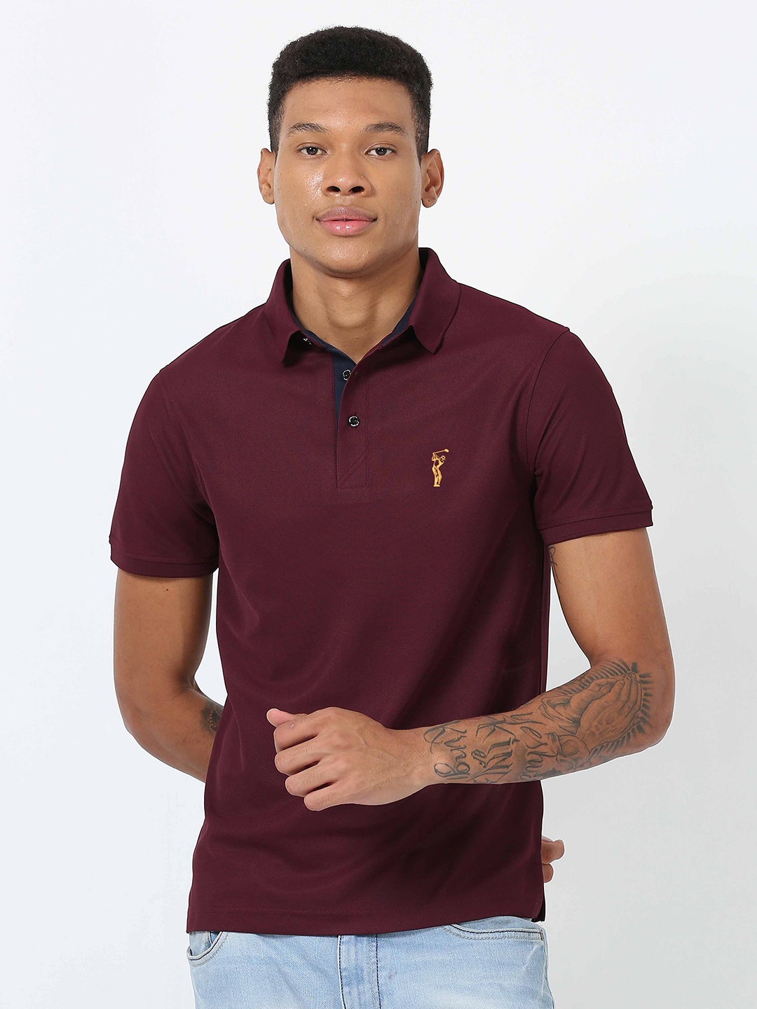 

STELLERS Polo Collar Dry Fit T-shirt, Burgundy