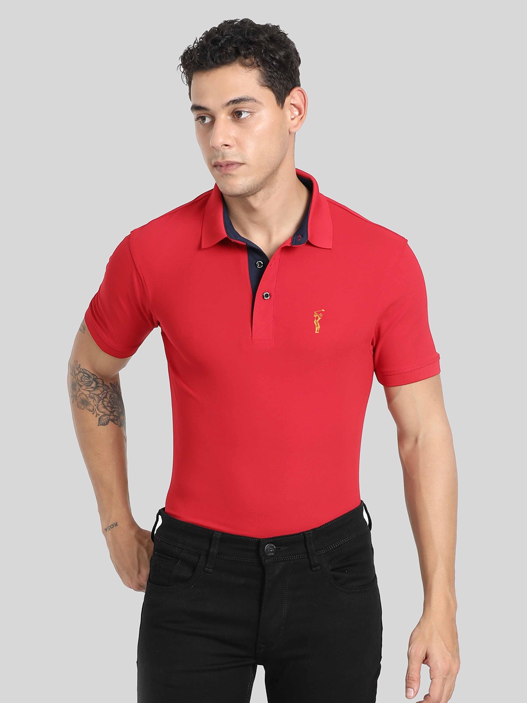 

STELLERS Polo Collar Dry Fit T-shirt, Red