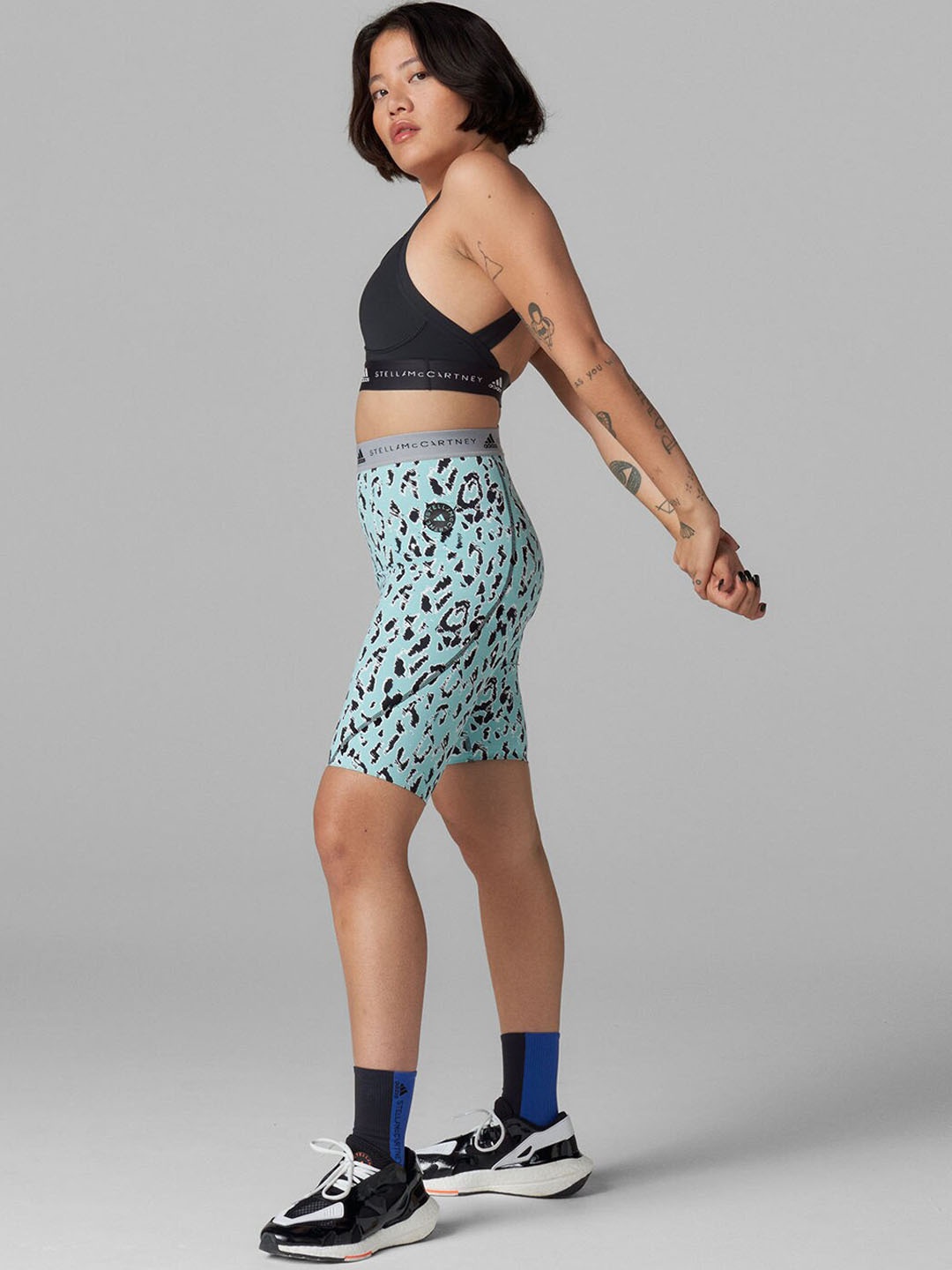 

ADIDAS X STELLA MCCARTNEY Women Truestrength Training Printed Cycling Shorts Tights, Black