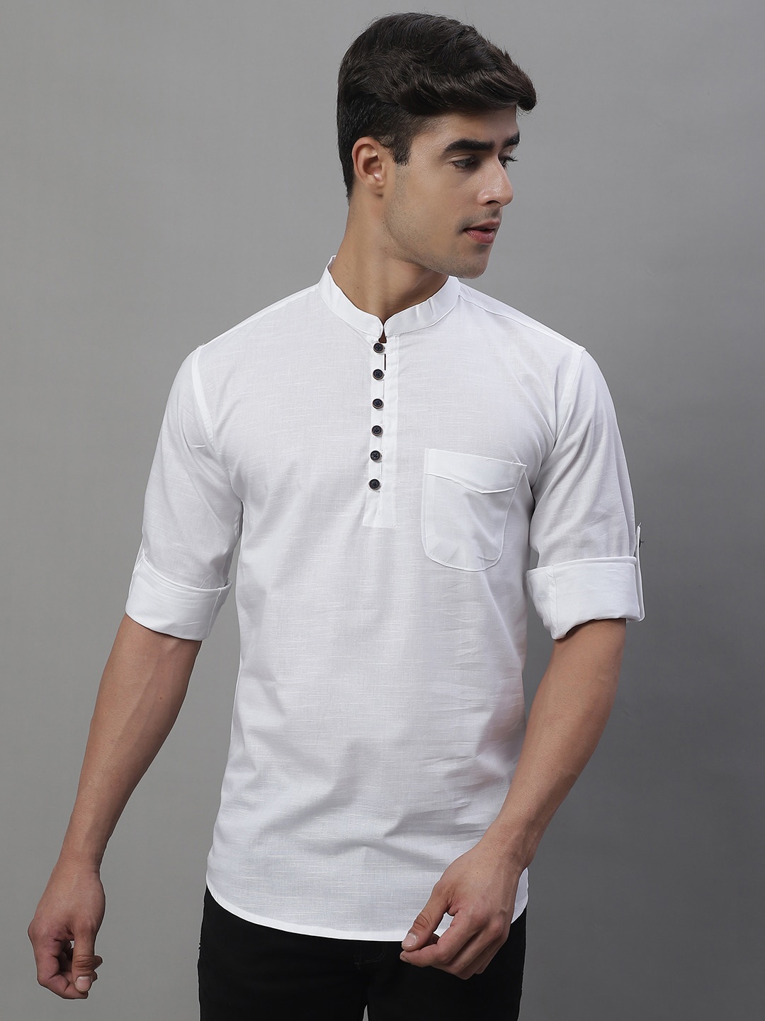 

Majestic Man Mandarin Collar Pure Cotton Kurta, White