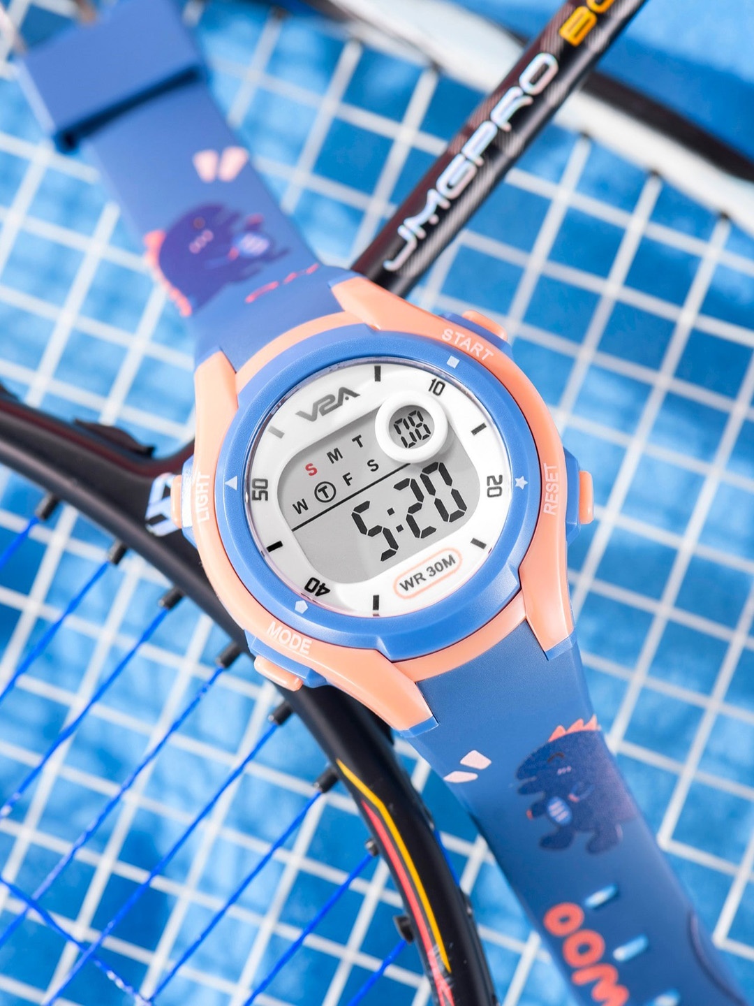 

V2A Kids Printed Dial & Bracelet Style Digital Multi-Function Watch DK8215P-Dino-Blue