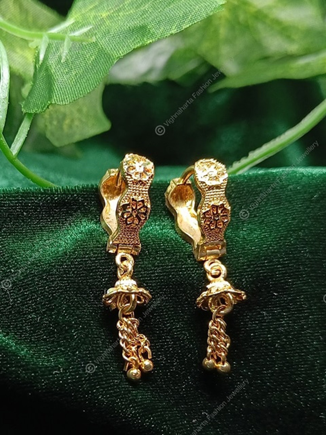 

Vighnaharta Gold-Plated Floral Drop Earrings