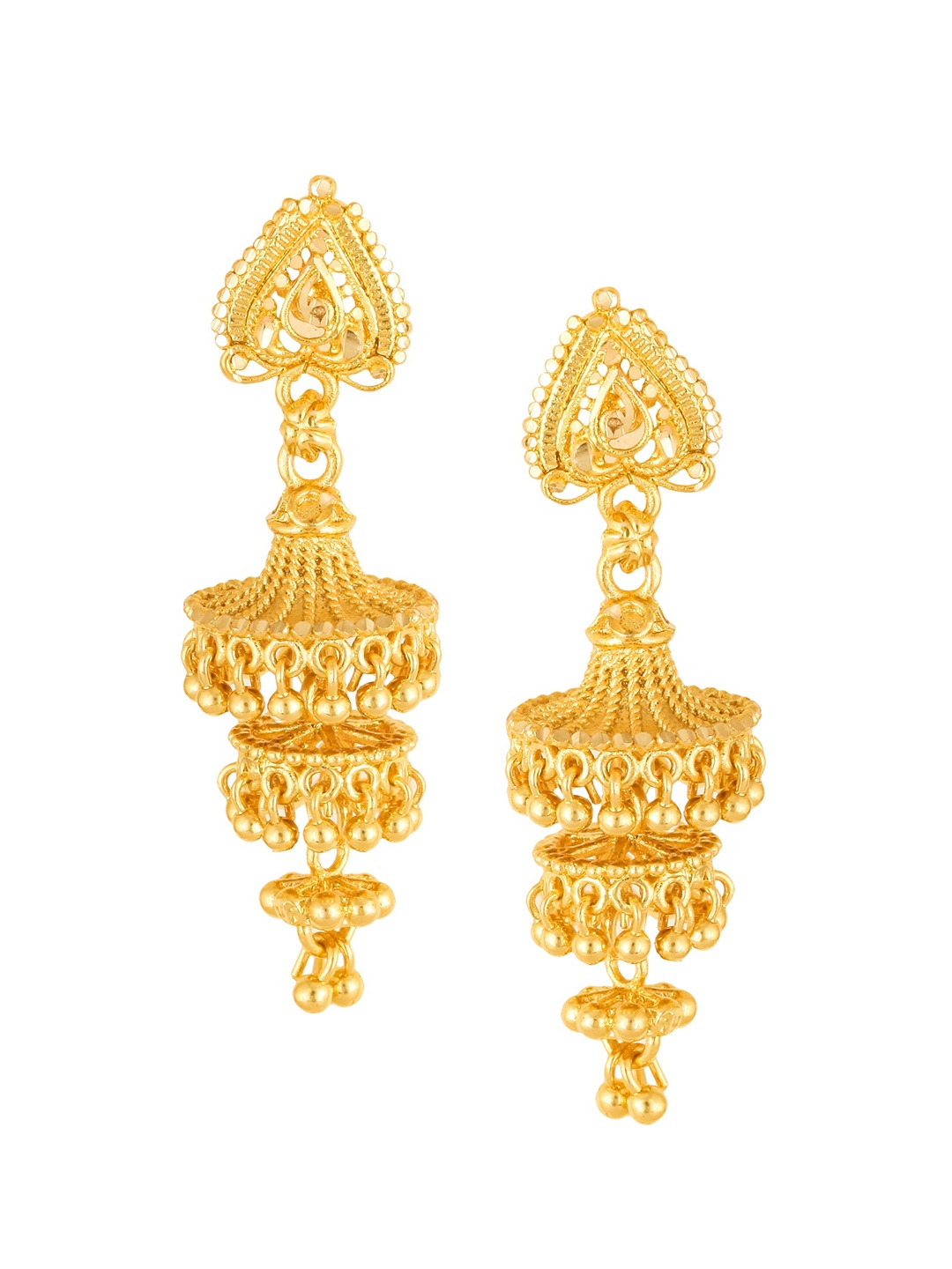 

Vighnaharta Gold-Plated Floral Jhumkas Earrings