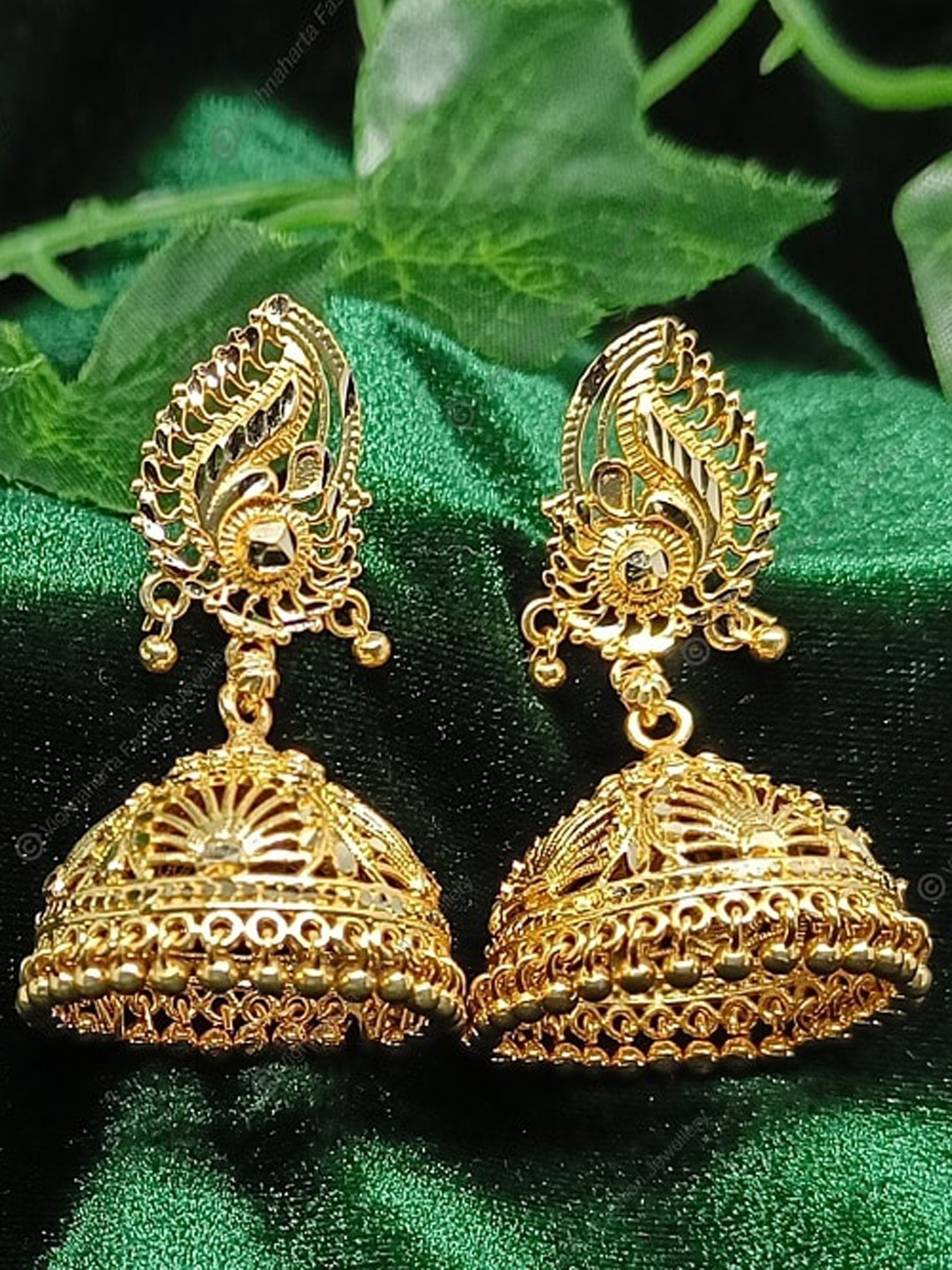 

Vighnaharta Gold-Plated Dome Shaped Jhumkas