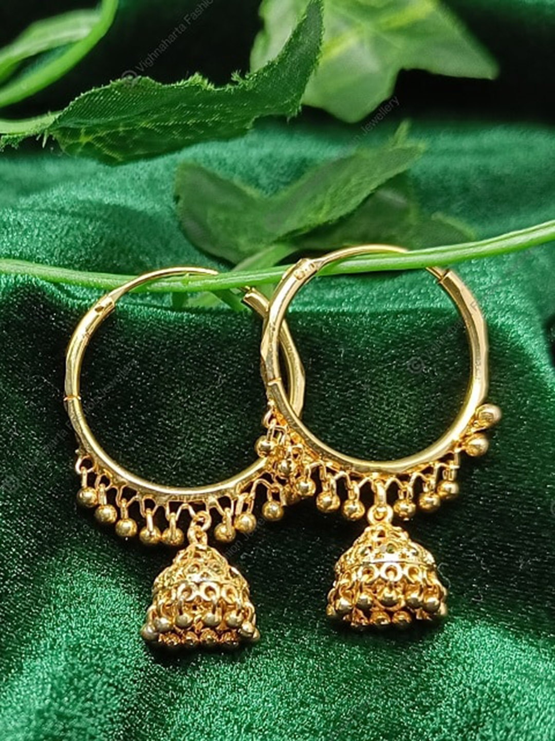 Vighnaharta Gold-Toned Floral Drop Earrings