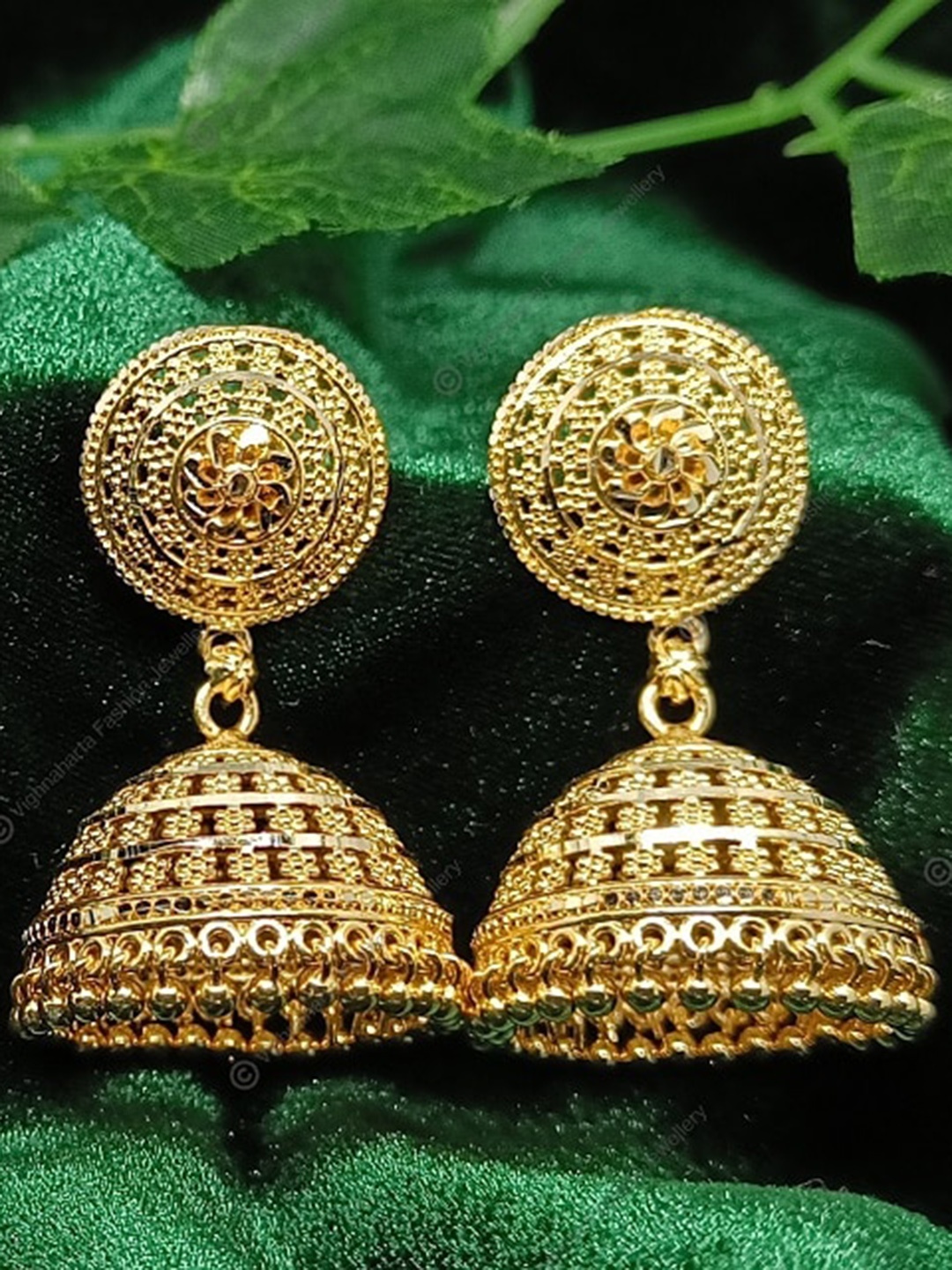 

Vighnaharta Gold-Plated Floral Jhumkas
