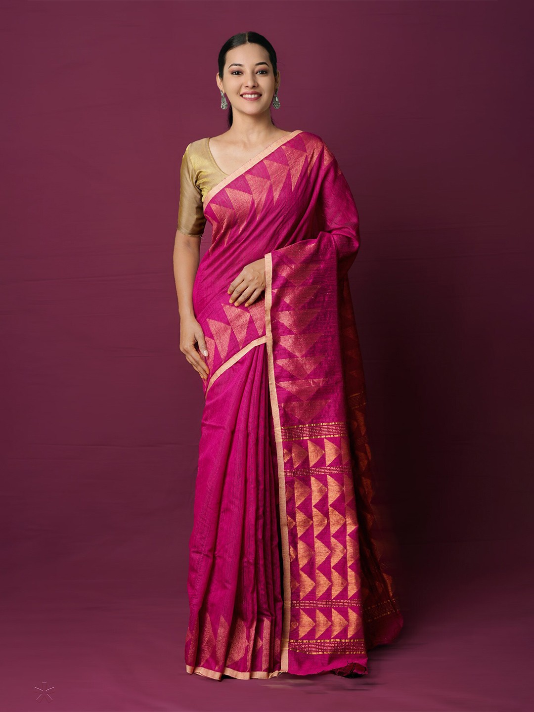 

Unnati Silks Woven Design Zari Silk Cotton Jamdani Saree, Pink