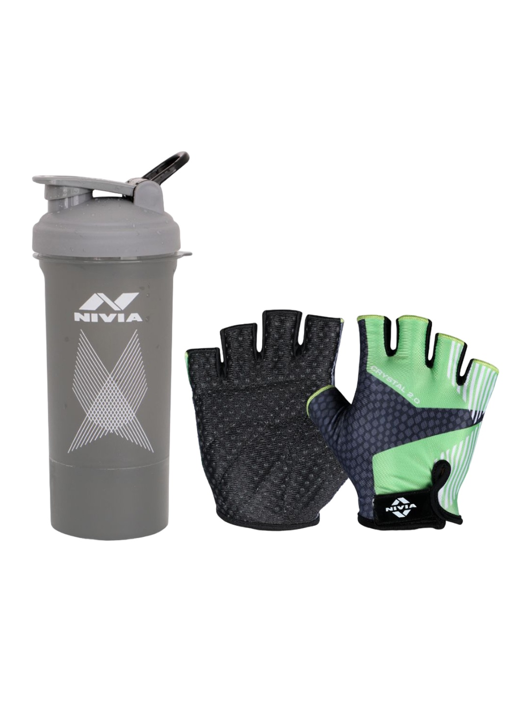 

NIVIA Textured Leather Gym Gloves With Shaker 650ml, Green