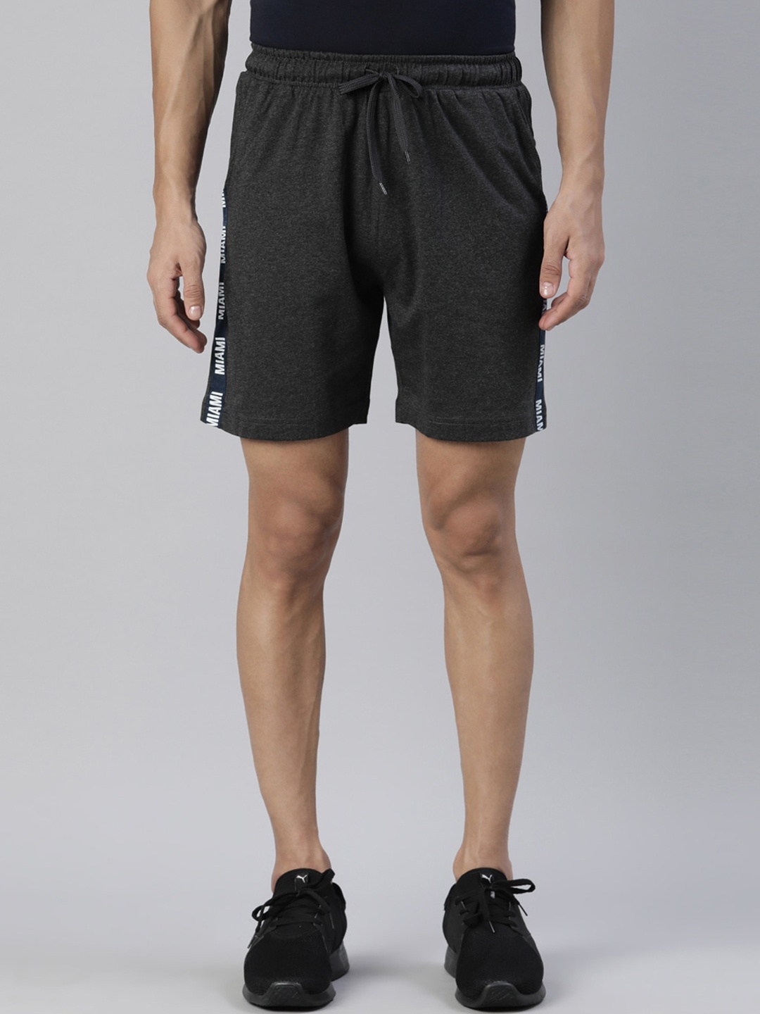 

DIXCY SCOTT Men Comfort Fit Mid-Rise Cotton Sports Shorts, Charcoal
