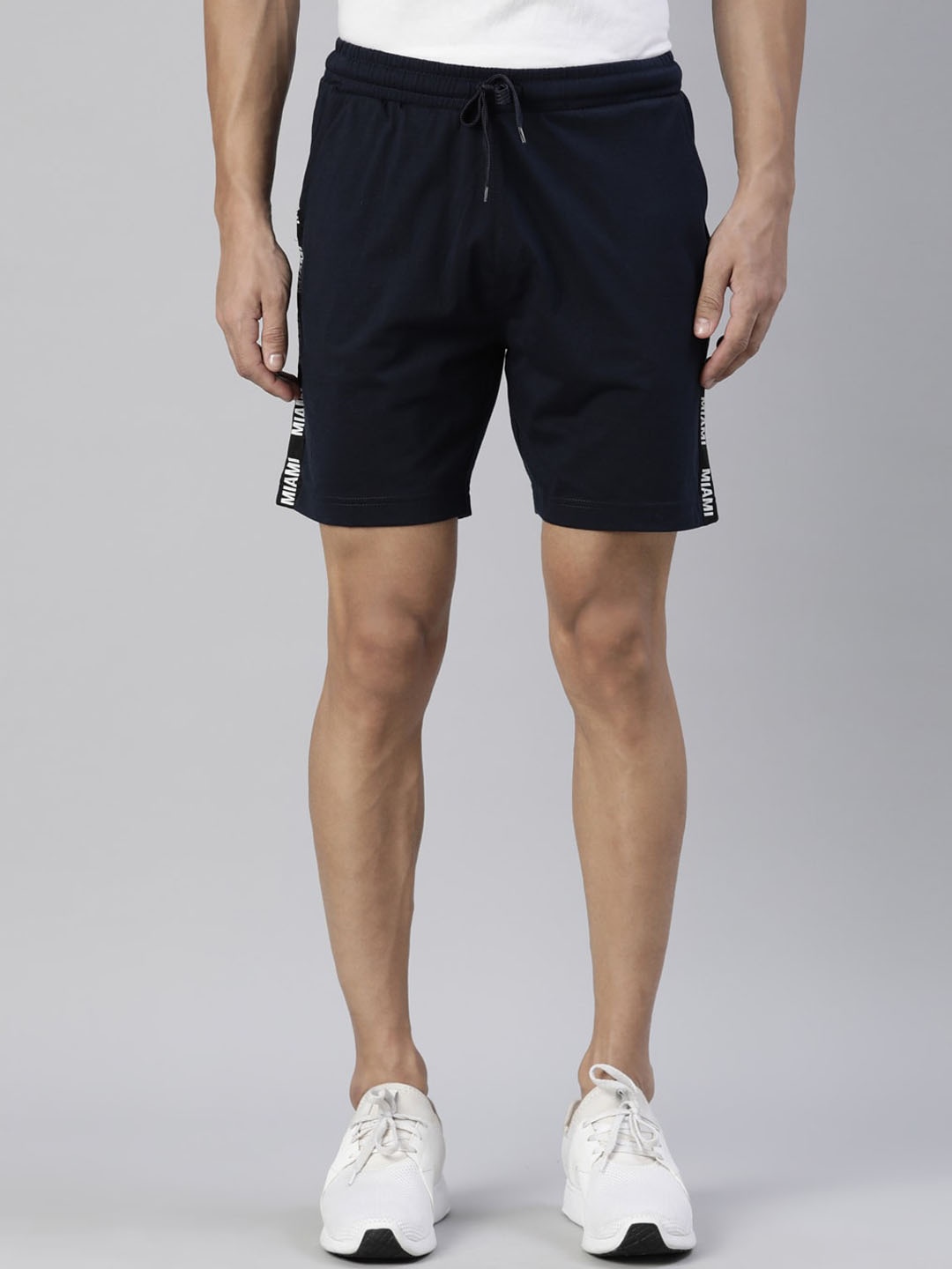 

DIXCY SCOTT Men Comfort Fit Mid-Rise Cotton Sports Shorts, Navy blue