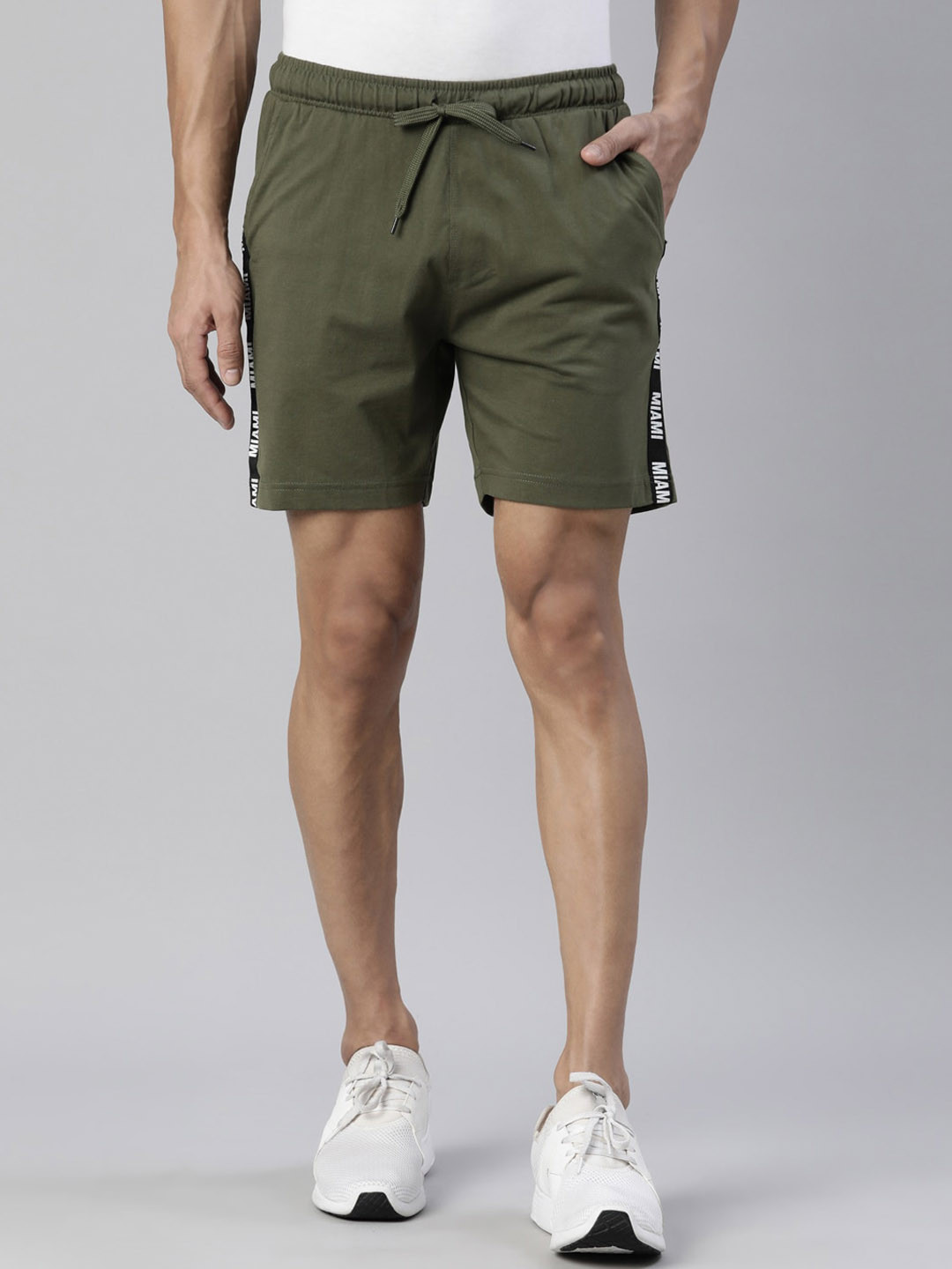 

DIXCY SCOTT Men Comfort Fit Mid-Rise Cotton Sports Shorts, Green