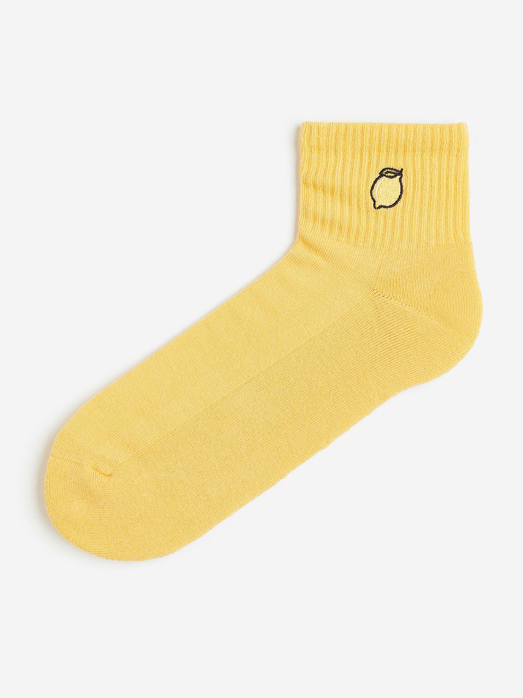 

H&M Men Embroidery-Motif Socks, Yellow