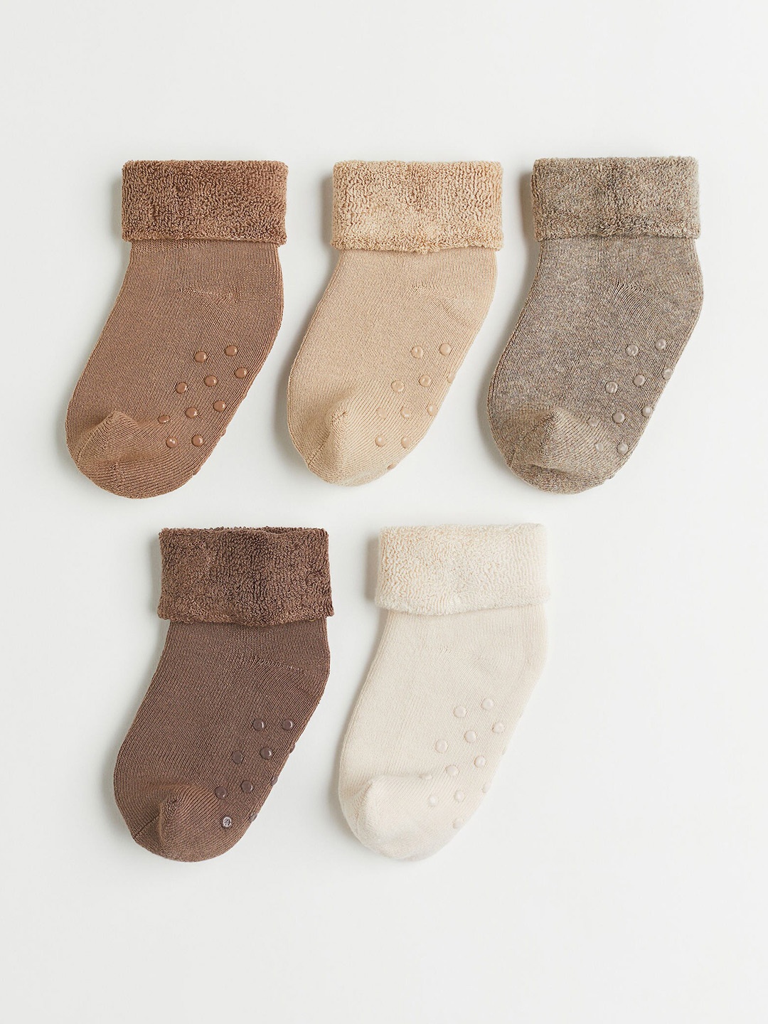 

H&M Boys 5-Pack Anti-Slip Socks, Beige
