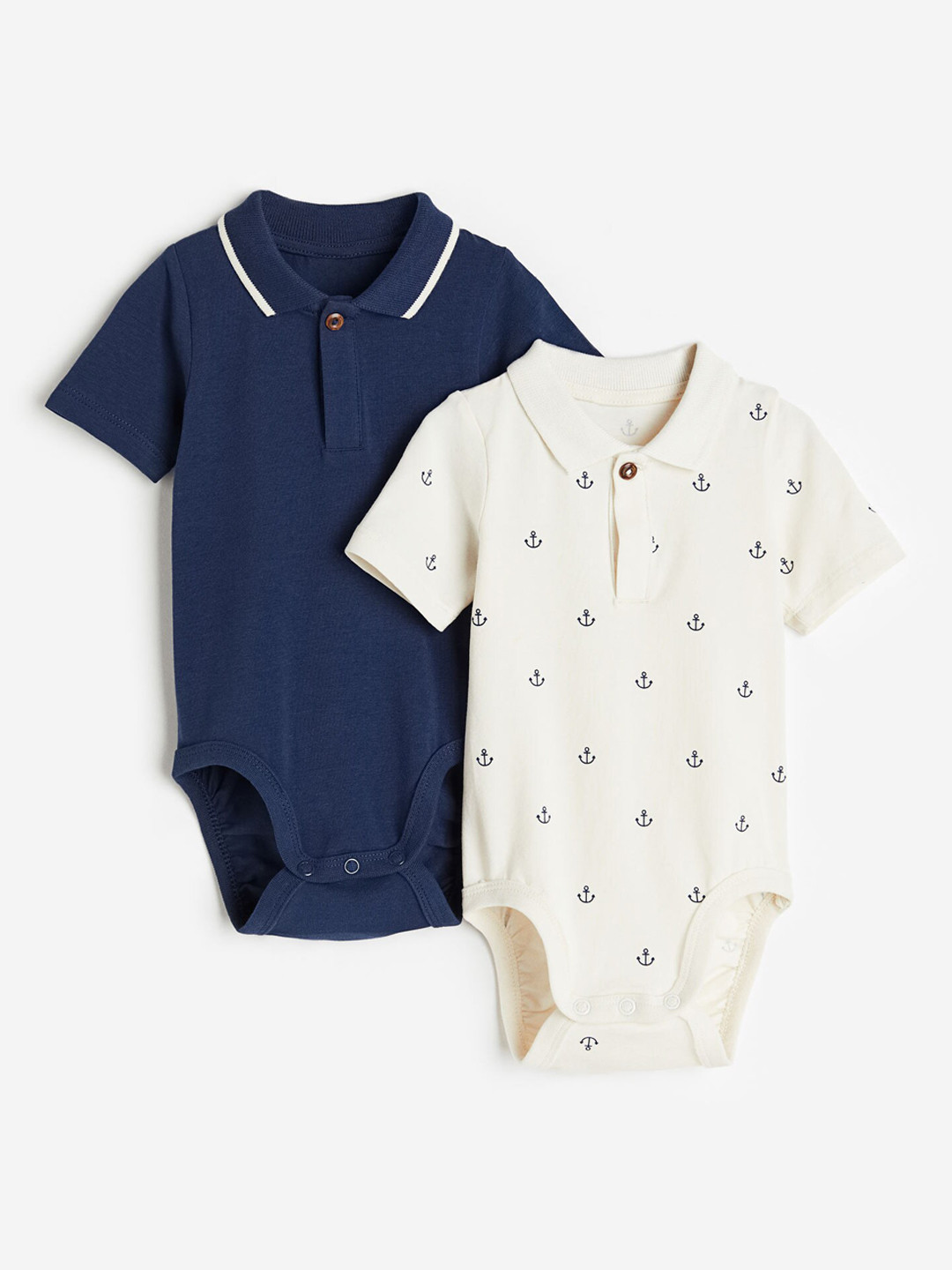 

H&M Boys 2-Pack Collared Bodysuits, Blue