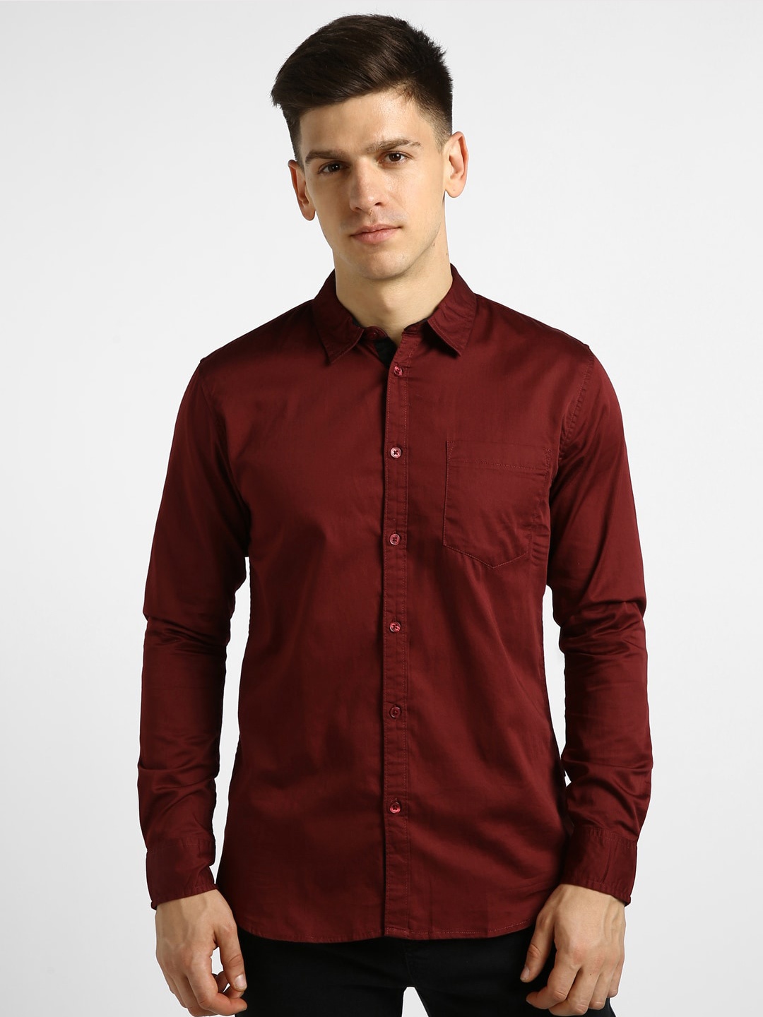 

Urbano Fashion Spread Collar Slim Fit Casual Shirt, Maroon