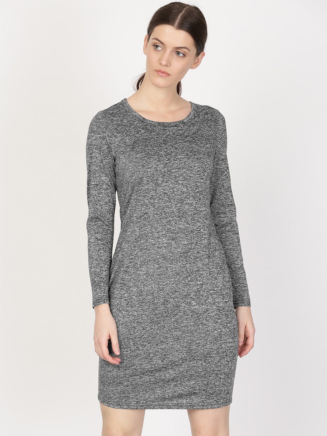 

ether Women Charcoal Grey Solid Sheath Dress