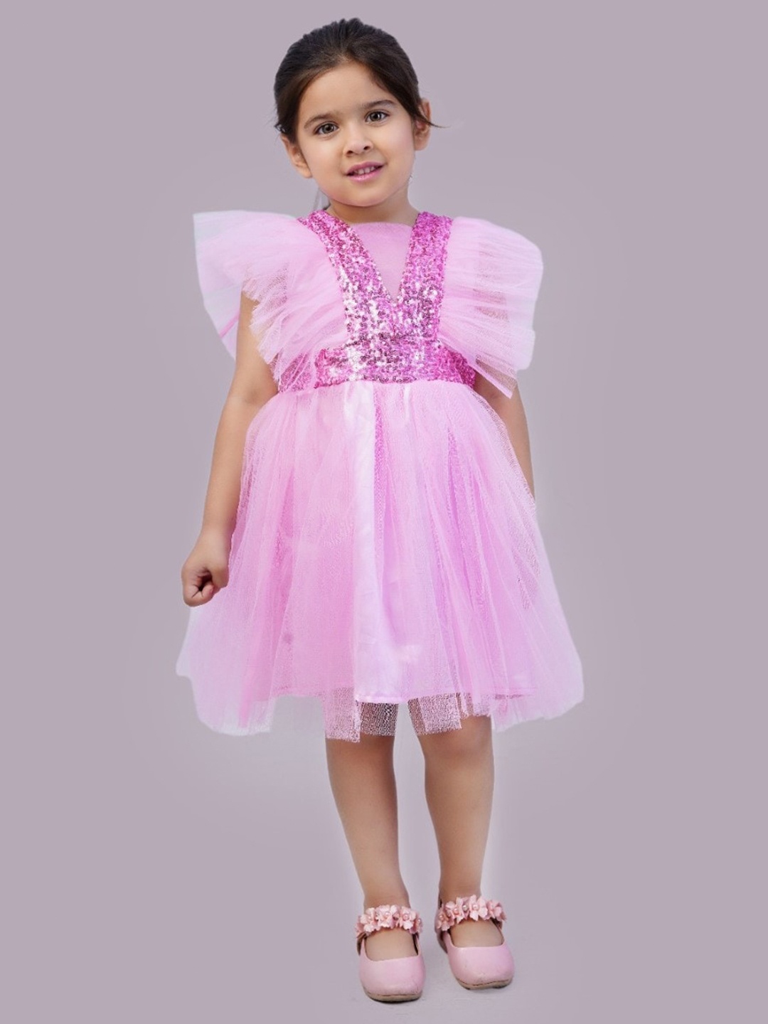 

Bella Moda Girls Sequinned Embellished Satin Empire Midi Dress, Pink