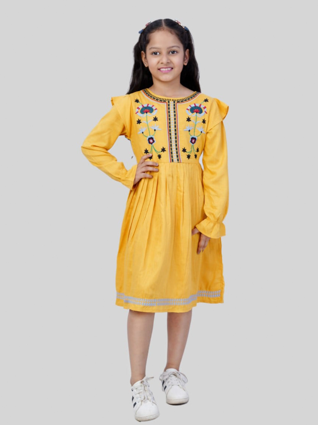 

Bella Moda Girls Floral A-Line Cotton Dress, Yellow