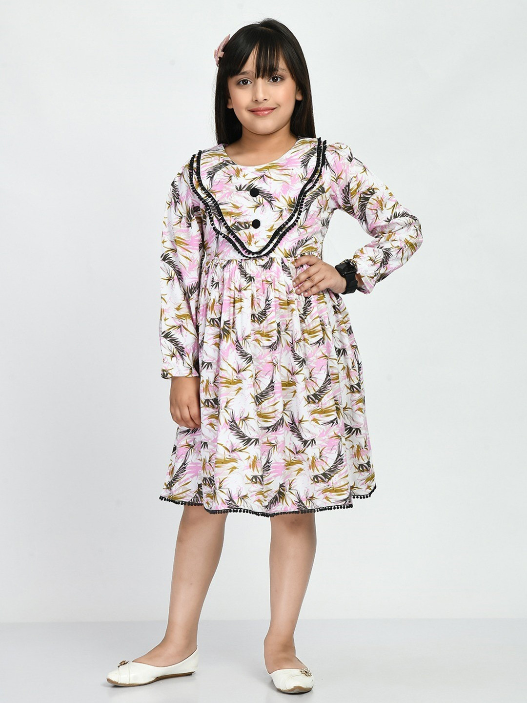 

Bella Moda Girls Floral Print Cotton Fit & Flare Dress, White