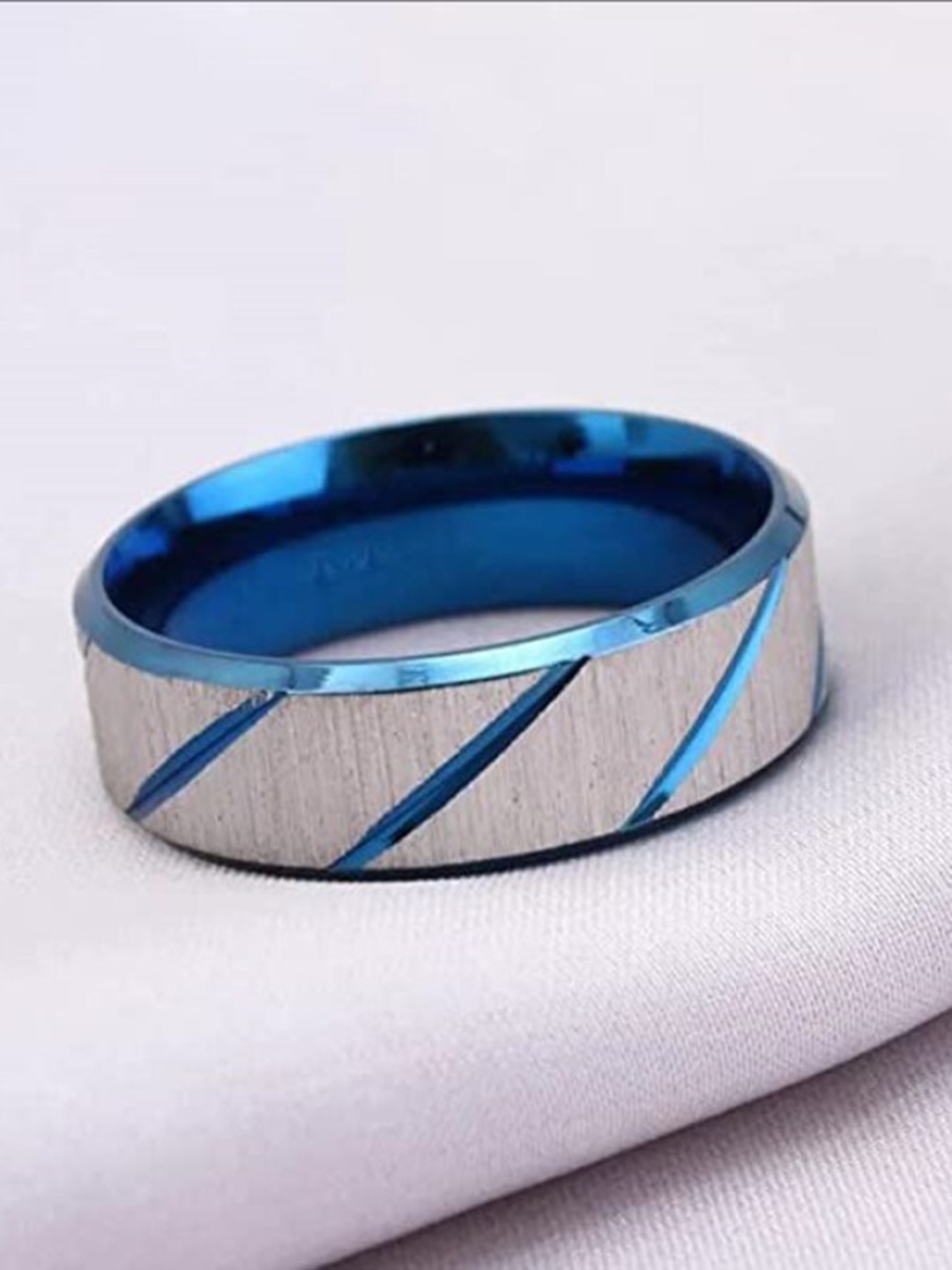 

VIEN Unisex Personality Striped Finger Ring, Blue