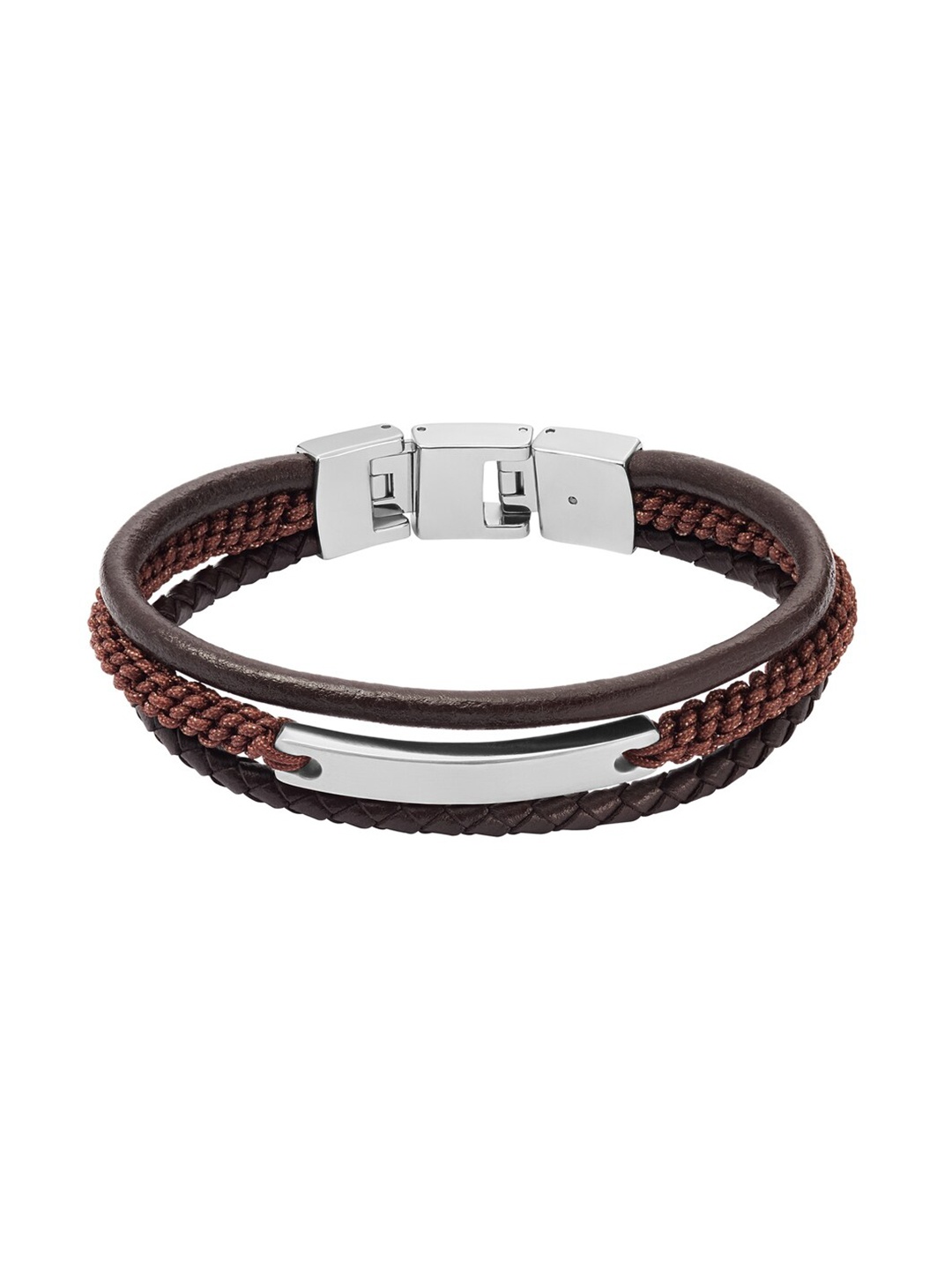 

Fossil Men Beaded Leather Link Bracelet, Brown