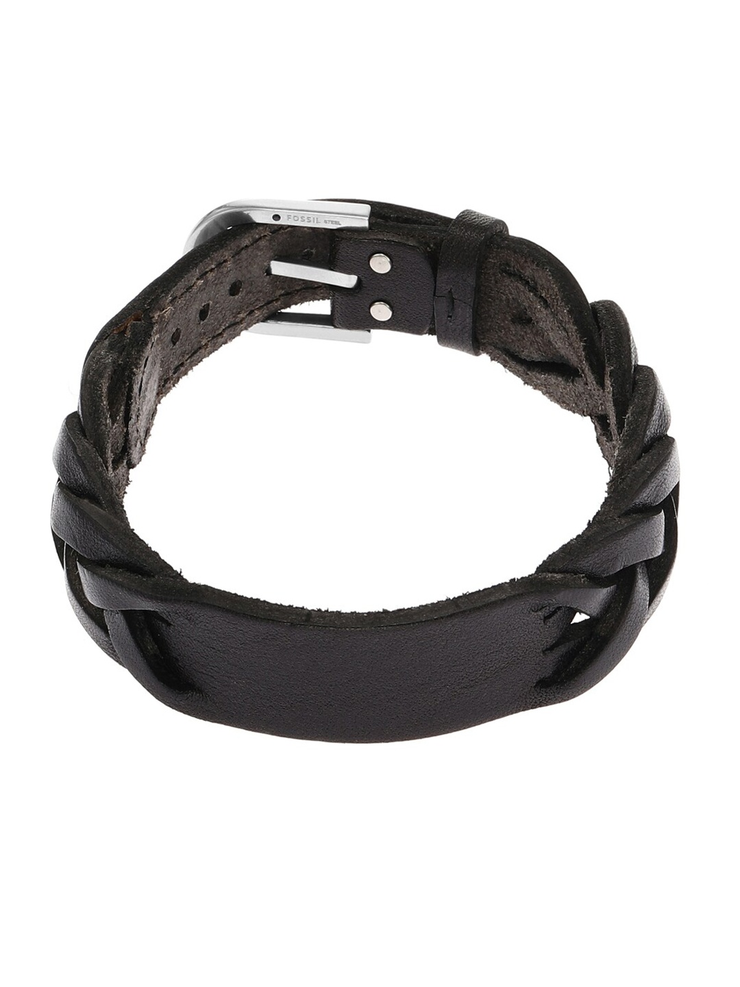 Fossil Men Leather Wraparound Bracelet, Black