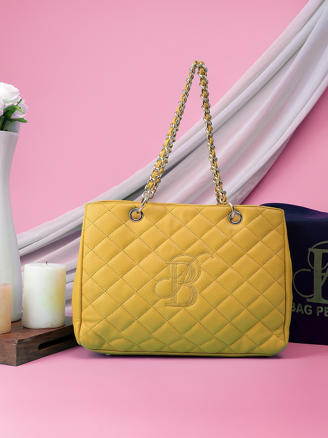 

Bag Pepper PU Structured Shoulder Bag with Quilted, Mustard