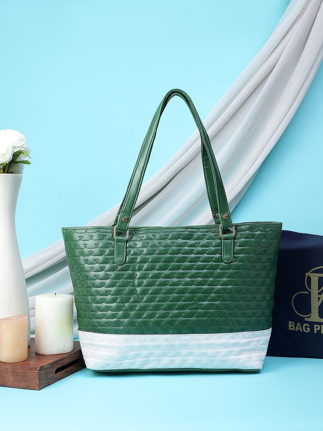

Bag Pepper Textured Oversized Structured Shoulder Bag, Green