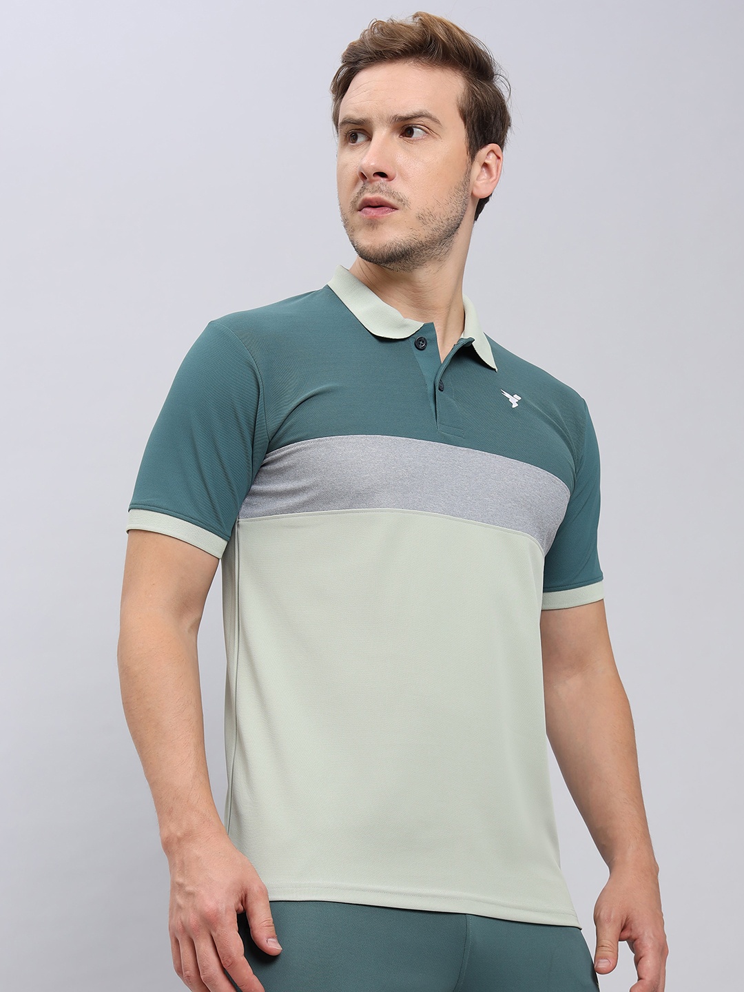 

Technosport Polo Collar Antimicrobial Slim Fit T-shirt, Turquoise blue