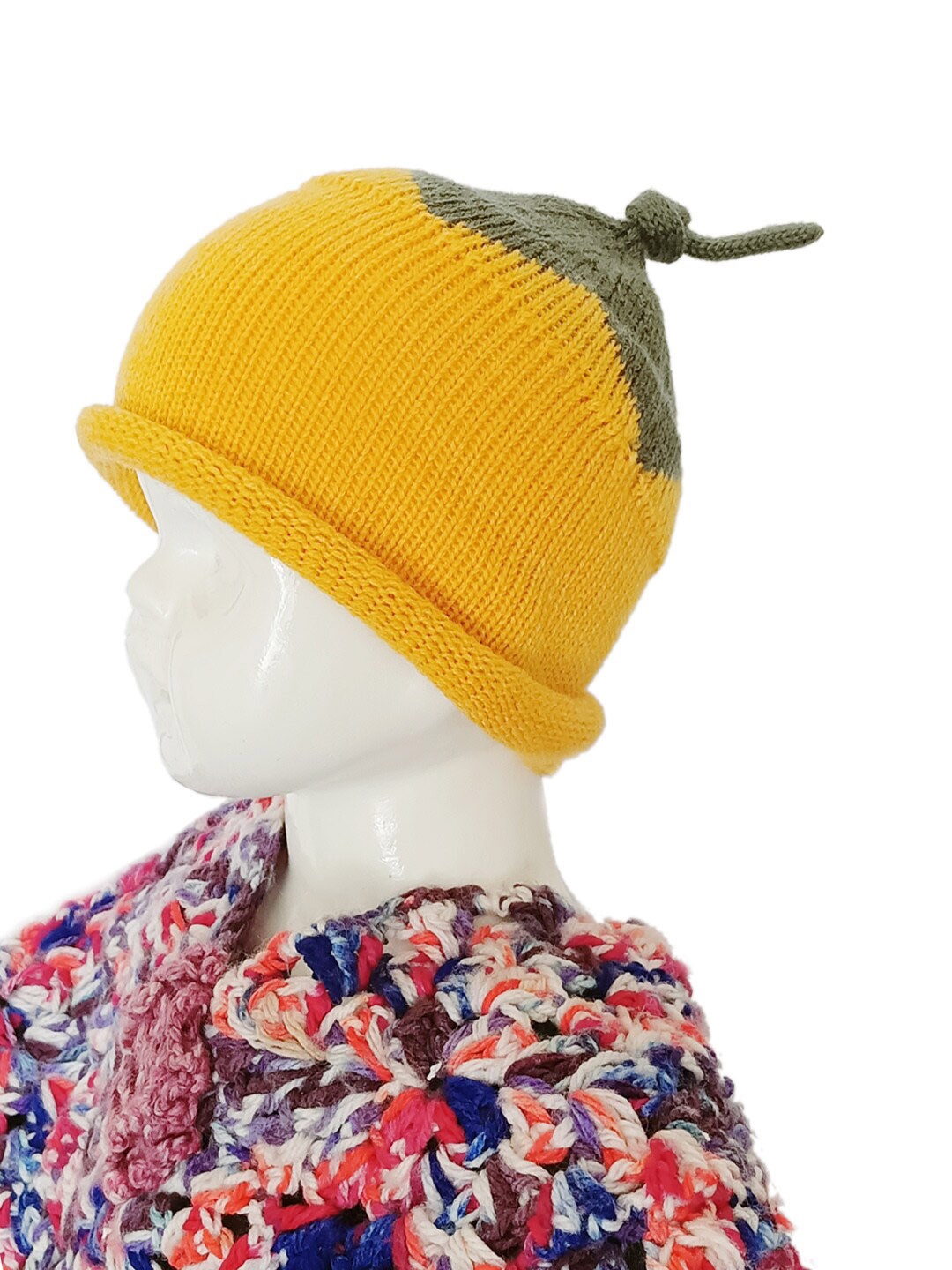 

Bharatasya Infant Kids Colourblocked Cotton Beanie, Yellow