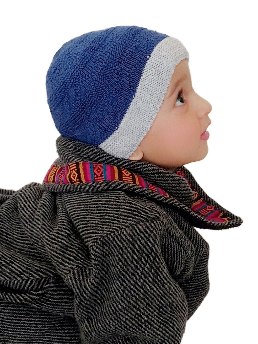 

Bharatasya Infant Kids Colourblocked Cotton Beanie, Blue