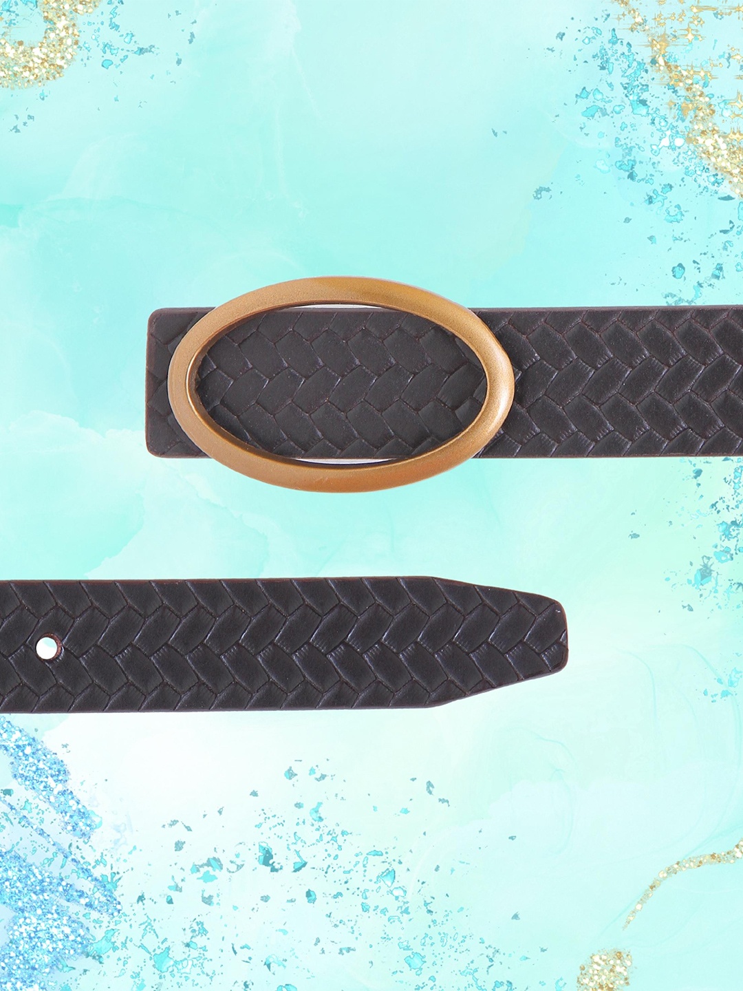 

Calvadoss Girls Textured Leather Belt, Brown