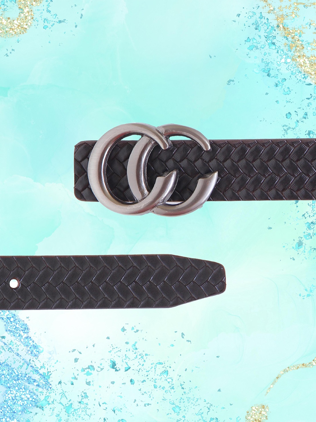 

Calvadoss Girls Textured Leather Belt, Brown